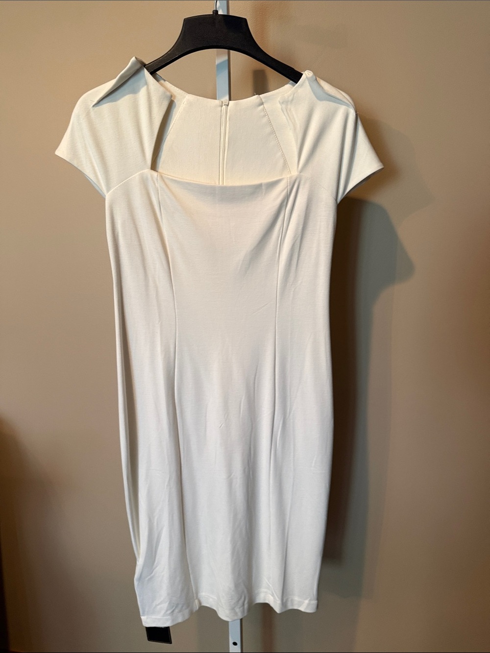NWT Elegant Cream Midi Dress with Cap Sleeves